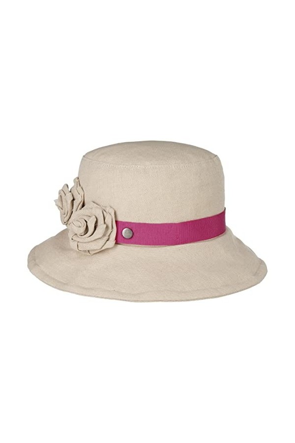 Lierys Chapeau en Lin Classic Flower Bucket Femme - Made in Italy dété de pêche pour Le Jardin avec Ruban Gros Grain Printem