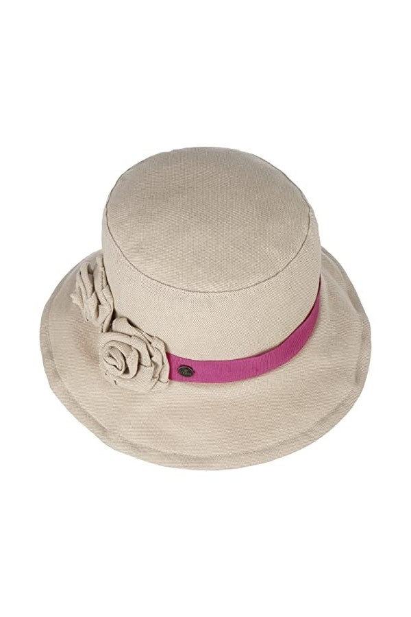 Lierys Chapeau en Lin Classic Flower Bucket Femme - Made in Italy dété de pêche pour Le Jardin avec Ruban Gros Grain Printem