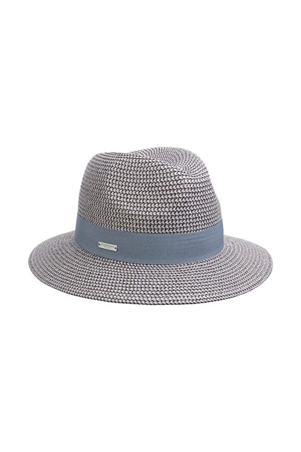 Seeberger Chapeau en Paille Vandia Fedora chapeau dété chapeau de plage taille unique - bleu 