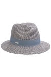 Seeberger Chapeau en Paille Vandia Fedora chapeau dété chapeau de plage taille unique - bleu 