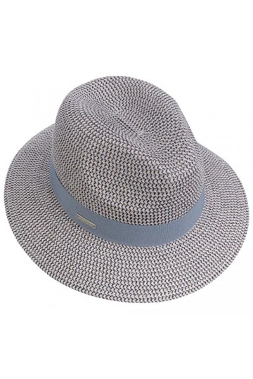 Seeberger Chapeau en Paille Vandia Fedora chapeau dété chapeau de plage taille unique - bleu 