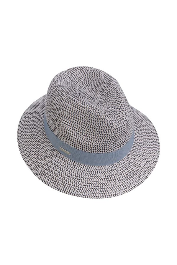 Seeberger Chapeau en Paille Vandia Fedora chapeau dété chapeau de plage taille unique - bleu 