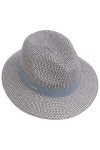 Seeberger Chapeau en Paille Vandia Fedora chapeau dété chapeau de plage taille unique - bleu 