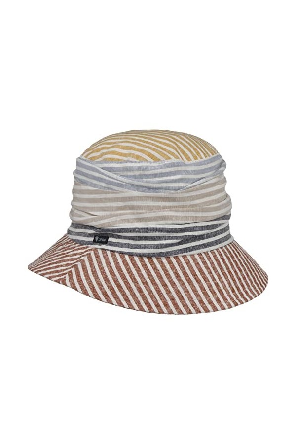 Lipodo Chapeau en Lin Colour Stripes Bucket Femme - Made in Italy dété pour de Soleil Printemps-été - Taille Unique Multicol