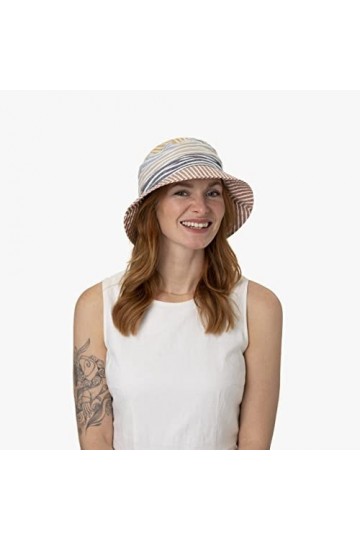 Lipodo Chapeau en Lin Colour Stripes Bucket Femme - Made in Italy dété pour de Soleil Printemps-été - Taille Unique Multicol