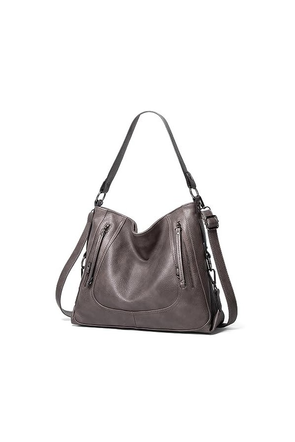 FORRICA Sac à Main Femmes Grand Vintage Sac Dépaule Dames Sac Cabas Cuir PU Souple Sacs Portés Main Bandoulière pour Affaire