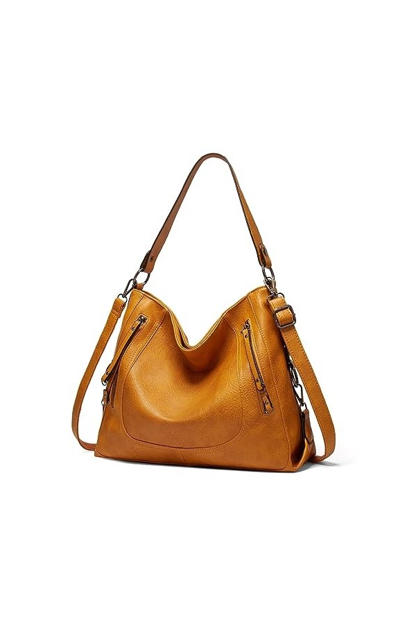 FORRICA Sac à Main Femmes Grand Vintage Sac Dépaule Dames Sac Cabas Cuir PU Souple Sacs Portés Main Bandoulière pour Affaire