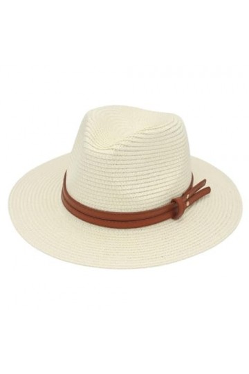 Chapeau de paille naturel Panama doux pour lété pour femme et homme à large bord Chapeau de plage Protection UV Chapeau Fedo