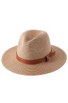 Chapeau de paille naturel Panama doux pour lété pour femme et homme à large bord Chapeau de plage Protection UV Chapeau Fedo