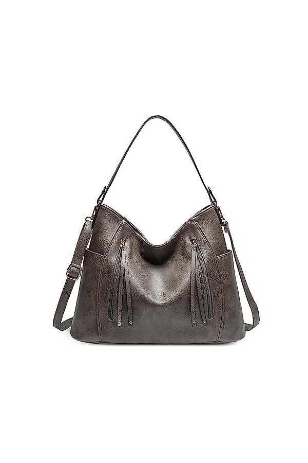 FORRICA Mode Femmes Sacs à Main Grande Sacs à Bandoulière Vintage Sac Fourre-Tout pour Dames PU Cuir avec Sangle Dépaule Dét