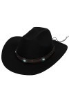 MUGANYI Chapeau classique Panama Fedora Jazz à bord court avec ceinture en cuir, noir, Taille M