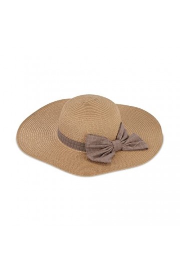Relaxdays Chapeau de Paille, Couvre-Chef élégant pour Femmes, été, Plage & Festival, nœud Gris à Carreaux, Beige-Gris
