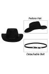 Chapeau Fedora classique à bord court Panama Jazz avec boucle florale gravée ceinture déooration, noir, Taille M