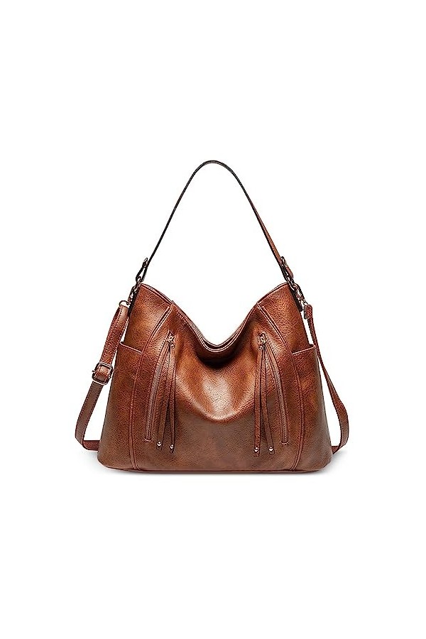 FORRICA Mode Femmes Sacs à Main Grande Sacs à Bandoulière Vintage Sac Fourre-Tout pour Dames PU Cuir avec Sangle Dépaule Dét