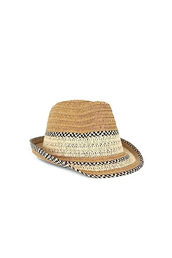 Générique Chapeau dété Style bohème Paille Souple Plage Mode Tendance Vacances Panama Femme Homme Trilby Beige