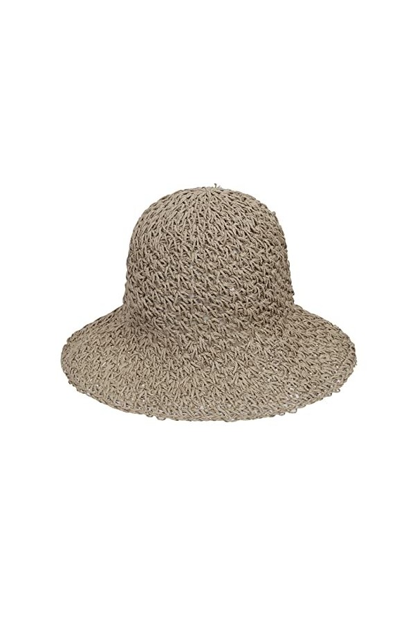 FakeFace Chapeau de paille pliable avec nœud en dentelle pour femme - Protection UV - Chapeau de jardin Panama - Respirant - 