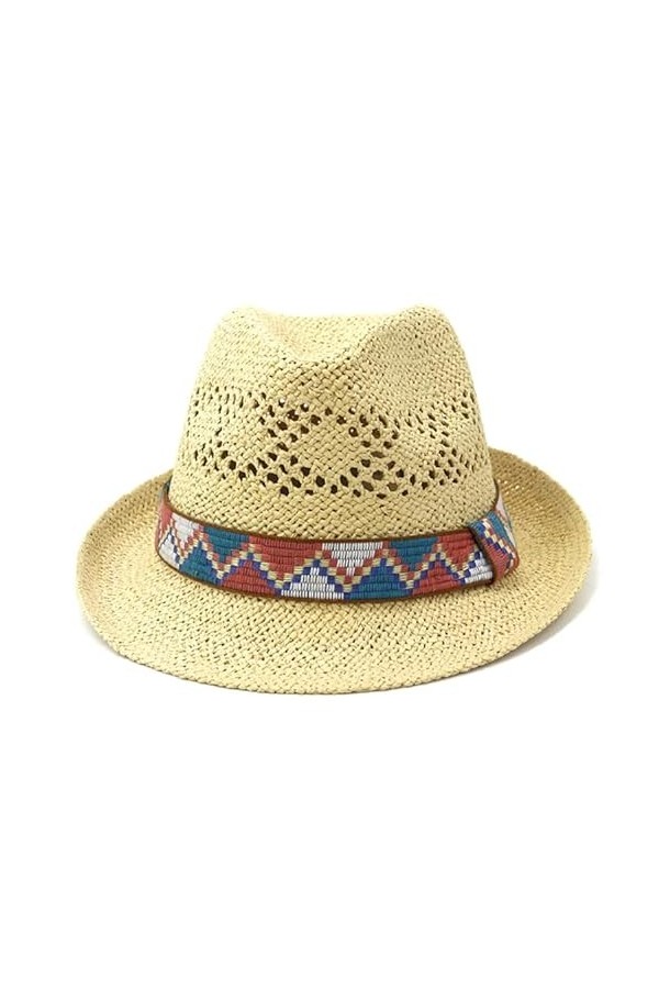 haozaikeji Chapeau dété souple Panama en paille creuse respirante,Pliable,Protection solaire,Chapeau de cowboy,Chapeau jazz 
