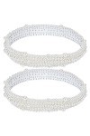 PLIGREAT 2 Pcs Perle Chapeau Bandes pour Femmes Chapeau de Soleil Belle Perle Blanche Chapeau Ceinture Panama Chapeau de Pail