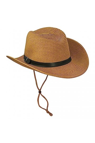 Xiuyer Chapeau Cowboy Western Femme Chapeau de Paille Adulte Unisexe Chapeau de Soleil Homme Pliable Anti-UV Large Bord