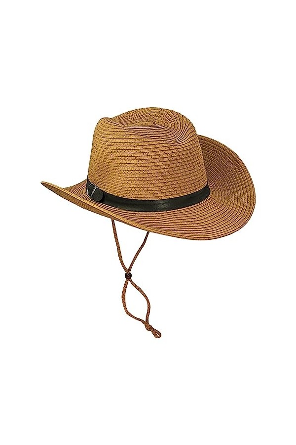 Xiuyer Chapeau Cowboy Western Femme Chapeau de Paille Adulte Unisexe Chapeau de Soleil Homme Pliable Anti-UV Large Bord
