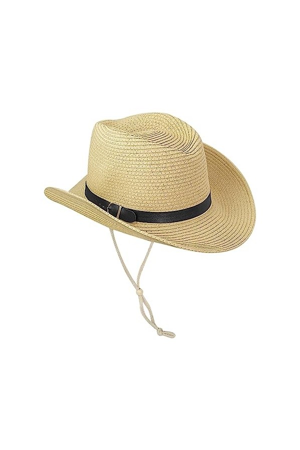 Xiuyer Chapeau Cowboy Western Femme Chapeau de Paille Adulte Unisexe Chapeau de Soleil Homme Pliable Anti-UV Large Bord