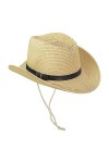 Xiuyer Chapeau Cowboy Western Femme Chapeau de Paille Adulte Unisexe Chapeau de Soleil Homme Pliable Anti-UV Large Bord