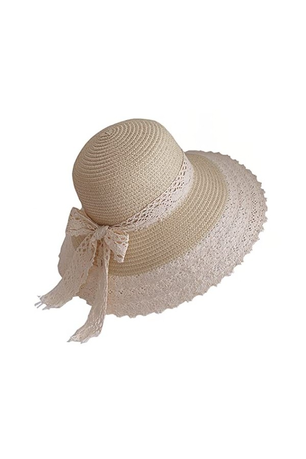 ericotry Chapeau de paille pliable UPF 50+ pour femme - Chapeau de paille à bord court enroulable - Chapeau Fedora panama ave