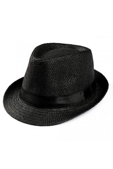 Boolavard Femmes Large Bord Paille Panama Roll Up Hat Fedora Beach Sun Chapeau UPF50 + Noir 