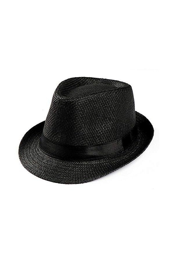 Boolavard Femmes Large Bord Paille Panama Roll Up Hat Fedora Beach Sun Chapeau UPF50 + Noir 