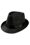 Boolavard Femmes Large Bord Paille Panama Roll Up Hat Fedora Beach Sun Chapeau UPF50 + Noir 