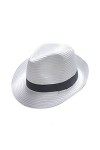Boolavard Femmes Large Bord Paille Panama Roll Up Hat Fedora Beach Sun Chapeau UPF50 + Noir 
