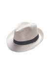 Boolavard Femmes Large Bord Paille Panama Roll Up Hat Fedora Beach Sun Chapeau UPF50 + Noir 