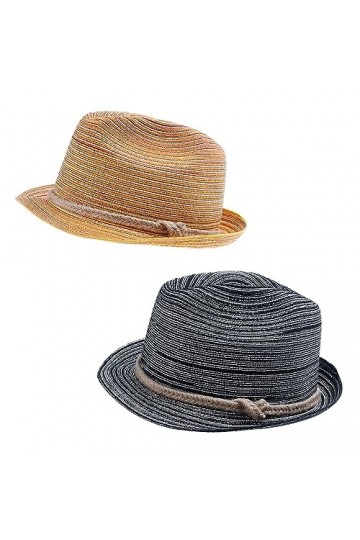 ZffXH Lot de 2 chapeaux de plage colorés en paille arc-en-ciel 1920 pour fête Fedora Panama Derby Jazz Costume pour femme, Mu