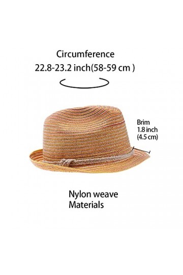 ZffXH Lot de 2 chapeaux de plage colorés en paille arc-en-ciel 1920 pour fête Fedora Panama Derby Jazz Costume pour femme, Mu