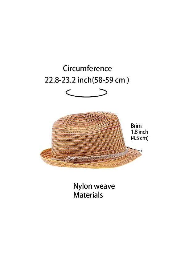 ZffXH Lot de 2 chapeaux de plage colorés en paille arc-en-ciel 1920 pour fête Fedora Panama Derby Jazz Costume pour femme, Mu