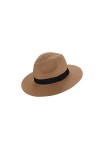 Chapeau Panama pour femme - Chapeau dété Fedora - En paille - Roulable - UV - UPF 50 +, kaki, taille unique