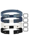 CoKeeSun 4 Pièces Ceinture Elastique Femme Ajustable Noir Blanc Bleu Ceinture Sans Boucle Invisible Ceintures Femme pour Jean