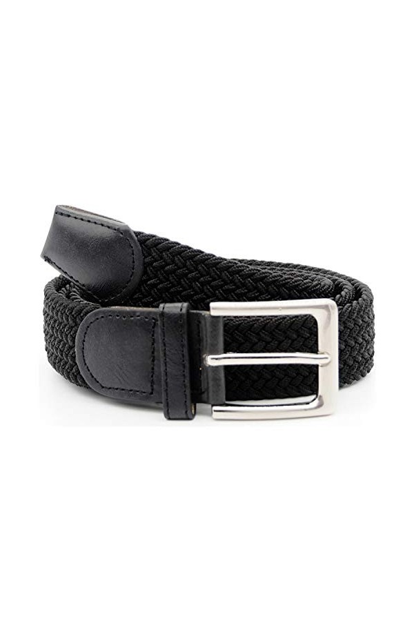 Charmoni - Sienna - Ceinture femme tressée - élastique et cuir synthétique - boucle en acier argenté - hauteur 3 cm - 90/105 