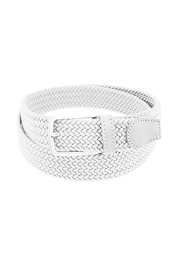 Charmoni - Sienna - Ceinture femme tressée - élastique et cuir synthétique - boucle en acier argenté - hauteur 3 cm - 90/105 
