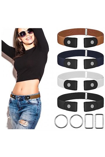 SMUJU 【4 Pièces】 Ceinture sans Boucle Dégagement Rapide, Ceinture Elastique Femme, Ceintures Femme Réglable, Ceinture Invisib