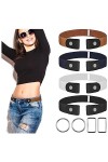 SMUJU 【4 Pièces】 Ceinture sans Boucle Dégagement Rapide, Ceinture Elastique Femme, Ceintures Femme Réglable, Ceinture Invisib