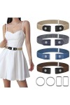 SMUJU 【4 Pièces】 Ceinture sans Boucle Dégagement Rapide, Ceinture Elastique Femme, Ceintures Femme Réglable, Ceinture Invisib