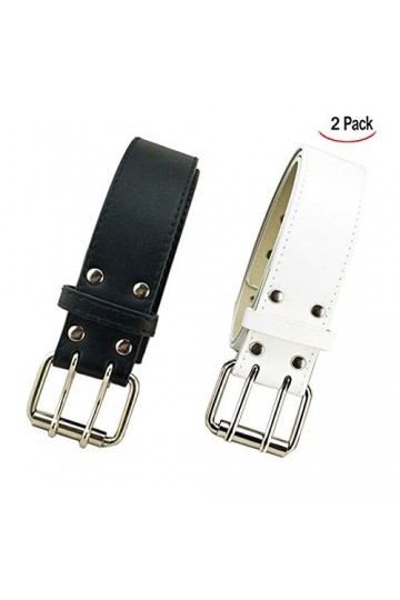 XLKJ Ceinture à Clous, Ceinture à Double Boucle, Ceinture Gothique Boucle Ceinture en Cuir Femme pour Jeans, Pantalons