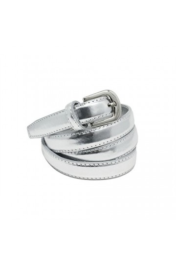 YEHMAN Ceinture classique fine 2 cm en croûte de cuir de vachette ajustable 120 cm Blanc 