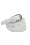 YEHMAN Ceinture classique fine 2 cm en croûte de cuir de vachette ajustable 120 cm Blanc 