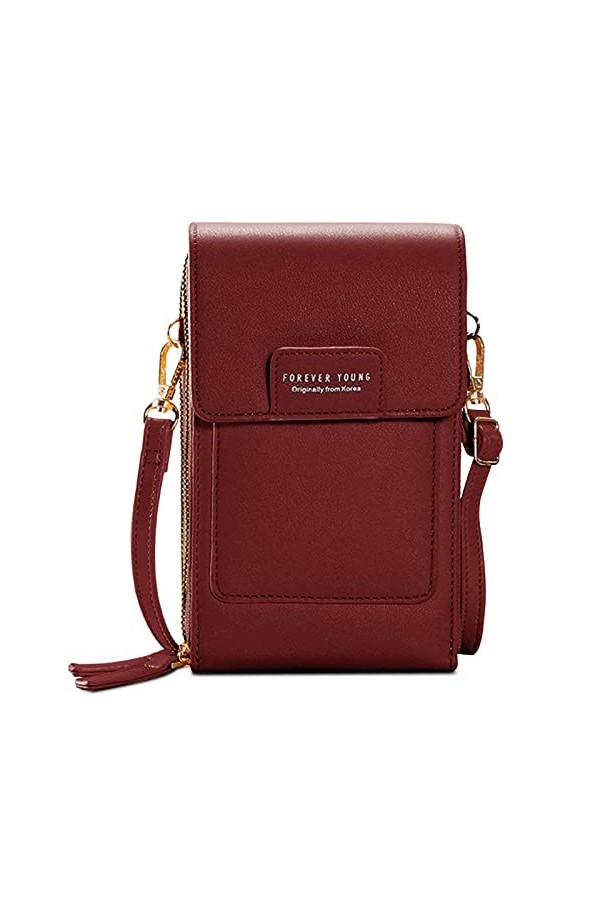 FORRICA Sac Téléphone Portable Femme Écran Tactile Fente Cartes Petit Sac à Bandoulière pour Femme Portefeuille Fille Pochett