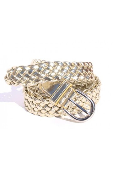 glomy * Ceinture tressée pour femmes et filles, 3 cm de large pour pantalon ou dessus robe en semi-cuir, or, Taille unique