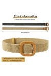 XiYee 4 Pièces Ceinture en Paille Tissée Femme Ceinture Fine Élastiquée Ceinture de Robe Stretch Tressée avec Boucle de Coule
