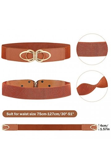 XiYee 3 Pièces Ceinture Elastique pour Femmes, Ceinture Extensible Vintage avec Boucle Métallisée, Large Ceinture Rétro pour 