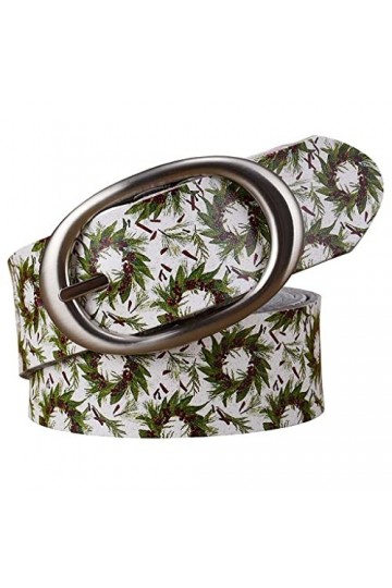 ZAIZAI Ceintures en cuir véritable pour femme avec boucle ardillon Motif feuilles vertes 115 cm